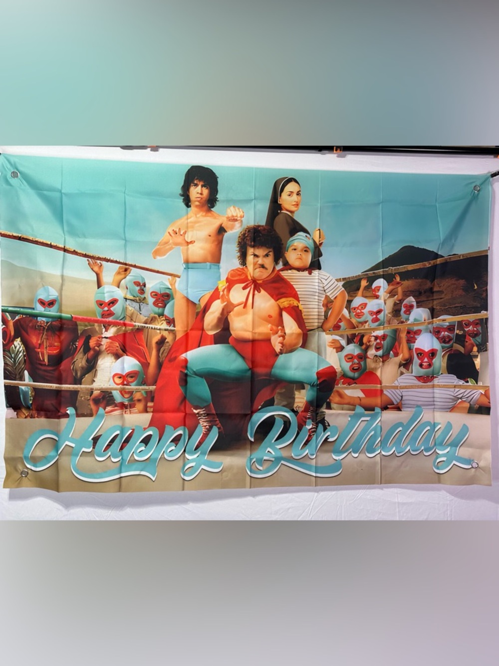 Nacho Libre Happy Birthday Backdrop Banner 5x3Ft.